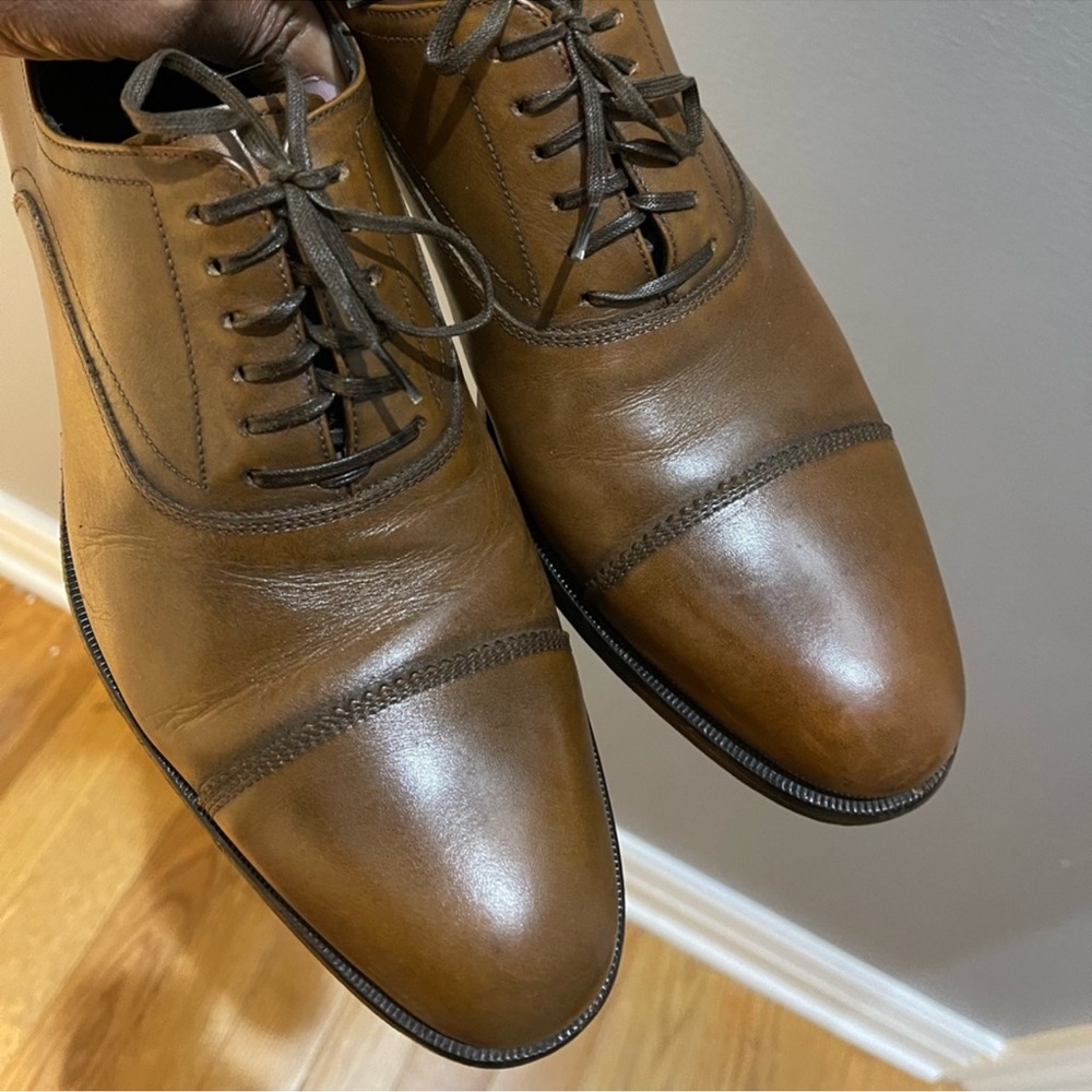 Salvatore Ferragamo Dress Shoes Brown Sz 7.5 - Picture 2 of 16